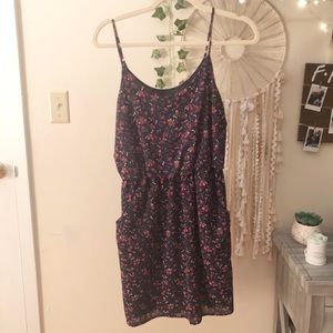Lush navy spaghetti strap floral dress